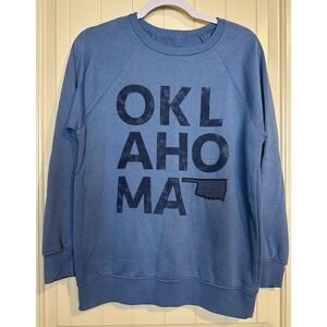 State of Mine‎ Women's blue Oklahoma Crewneck fleece lined Sweatshirt sz S GUC